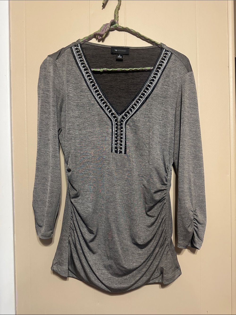 AB Studio - gray dressy top - size small